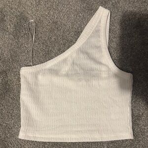 American Eagle Outfitters White One-Shoulder Crop Top